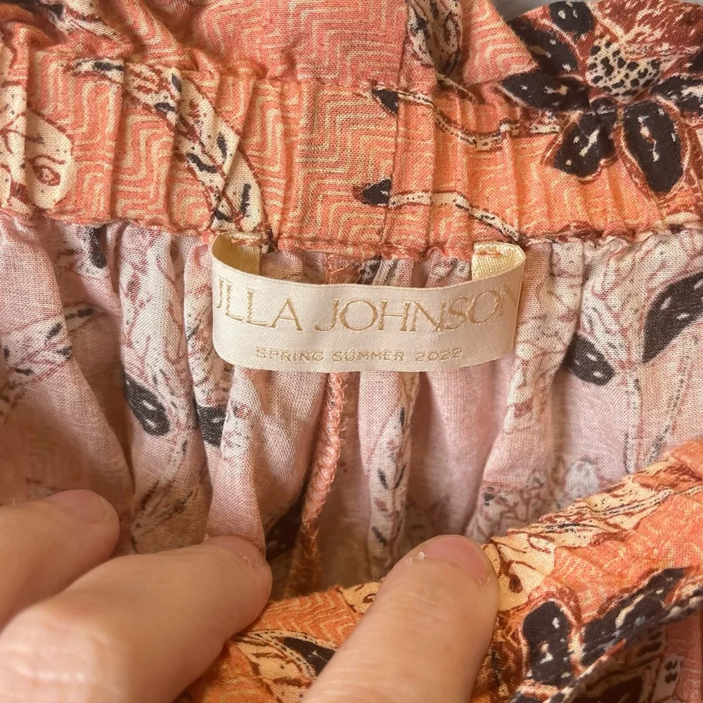 Ulla Johnson Women's Paloma‎ Tie Waist Shorts Floral Cotton Blend Size Large